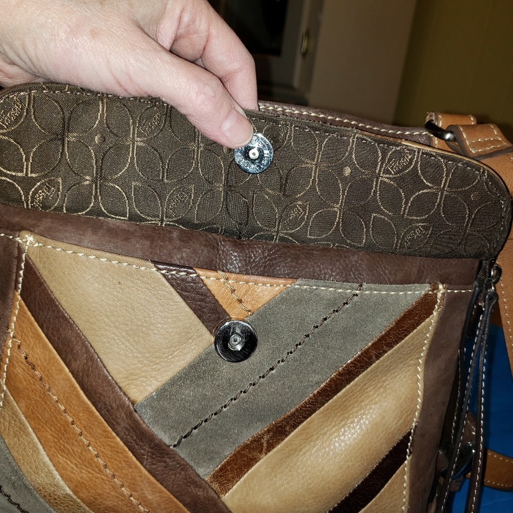 Fossil Leather & Suede Patchwork Crossbody - image 3